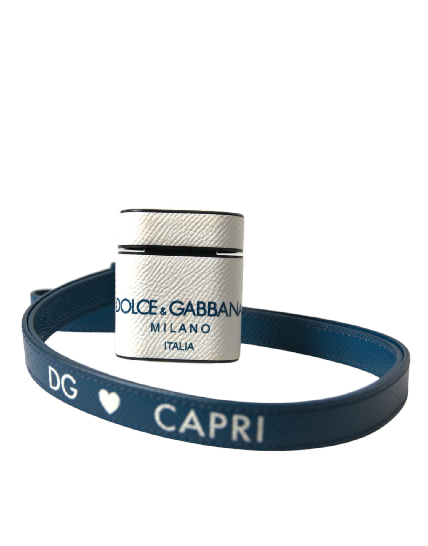 Custodia per Airpods in pelle Chic Dolce &amp; Gabbana in blu e bianco