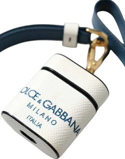 Custodia per Airpods in pelle Chic Dolce &amp; Gabbana in blu e bianco