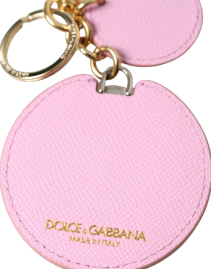 Dolce &amp; Gabbana Elegante portachiavi in ​​pelle oro rosa