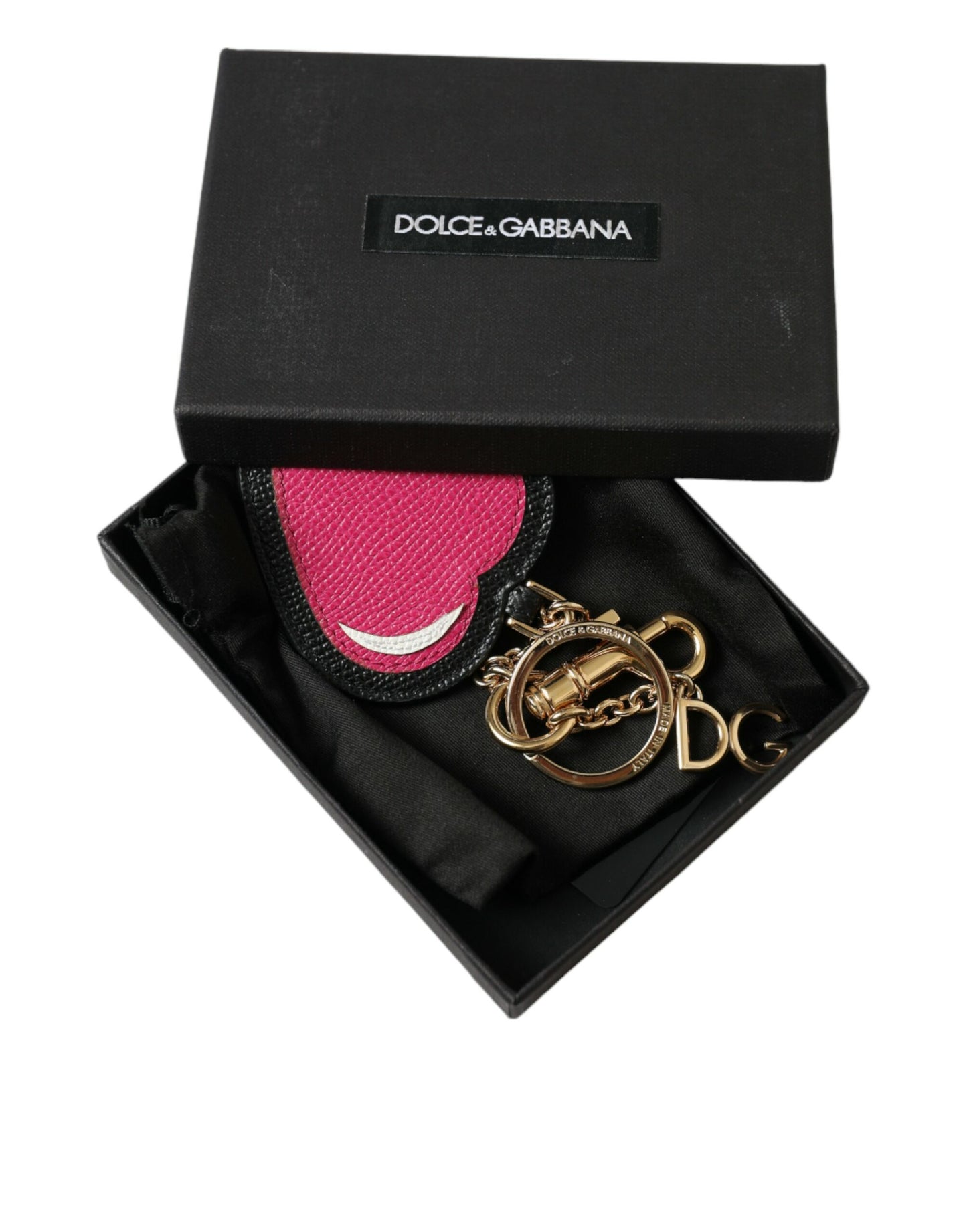 Dolce &amp; Gabbana Splendido portachiavi in ​​pelle oro e rosa