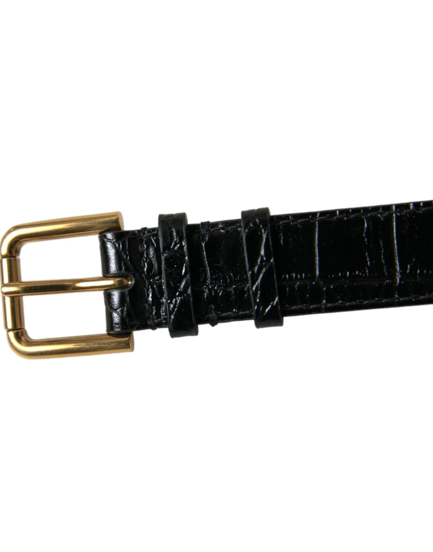 Dolce &amp; Gabbana Elegante bracciale in pelle nera dorata