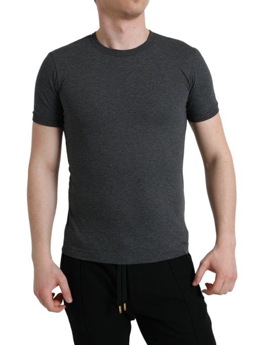 Dolce &amp; Gabbana T-shirt girocollo elegante grigio scuro