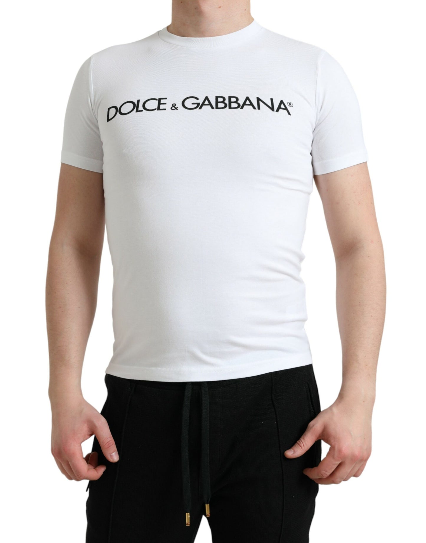 Dolce &amp; Gabbana T-shirt girocollo elegante con logo bianco