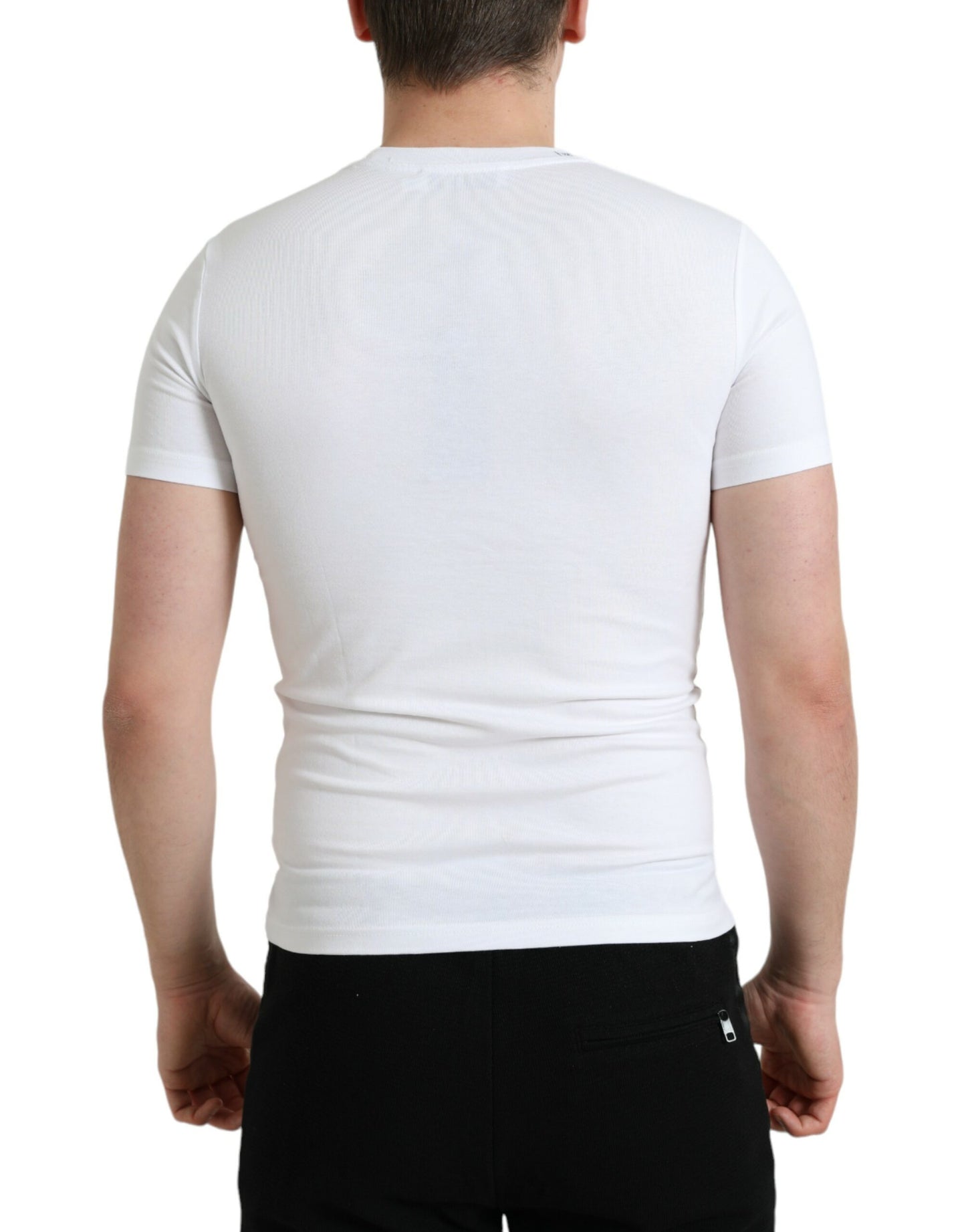 Dolce &amp; Gabbana T-shirt girocollo elegante con logo bianco