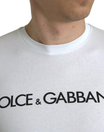 Dolce &amp; Gabbana T-shirt girocollo elegante con logo bianco