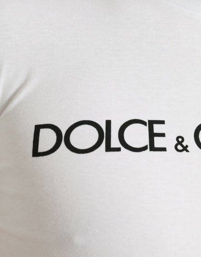 Dolce &amp; Gabbana T-shirt girocollo elegante con logo bianco