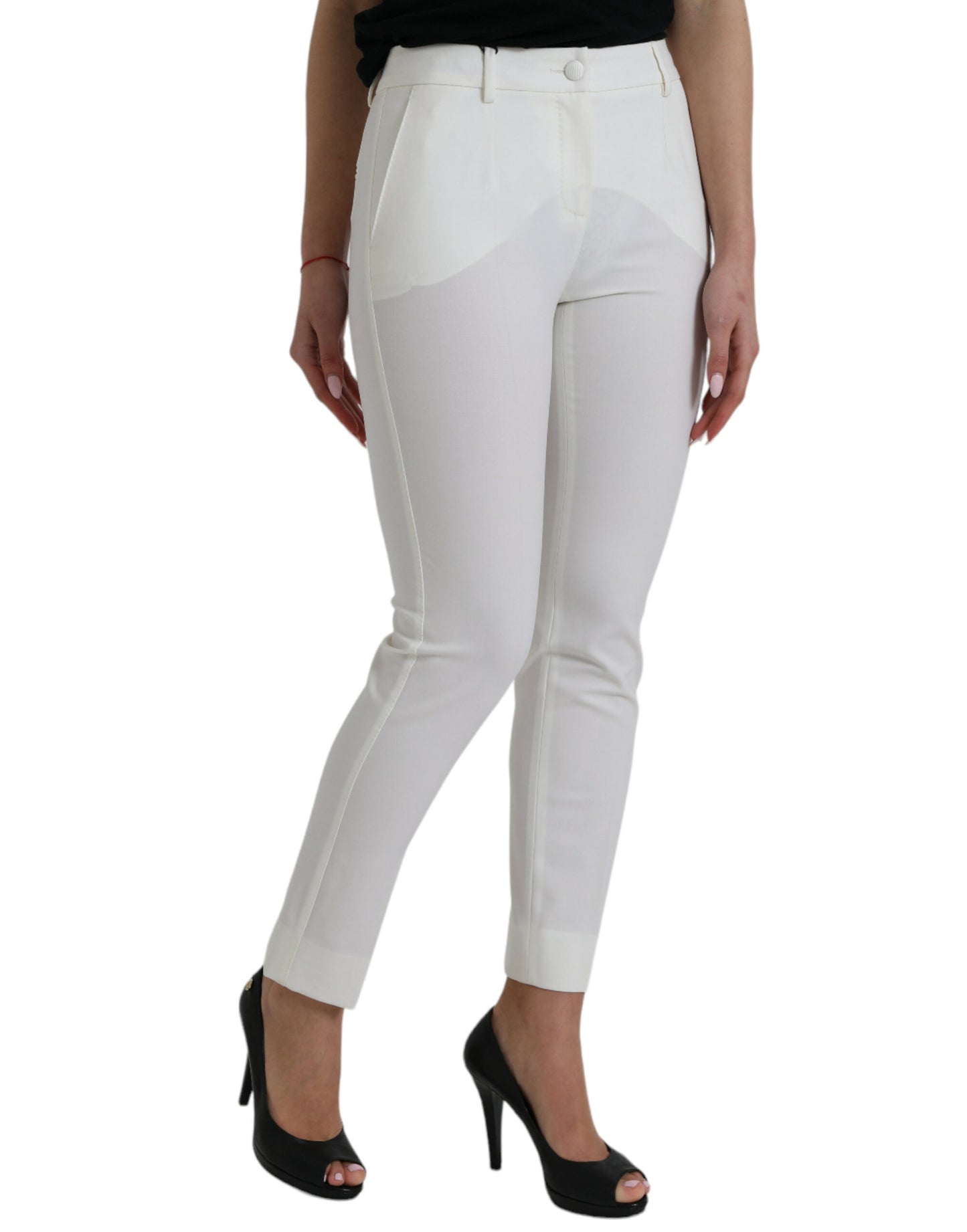 Dolce & Gabbana Elegant White Mid-Waist Tapered Pants