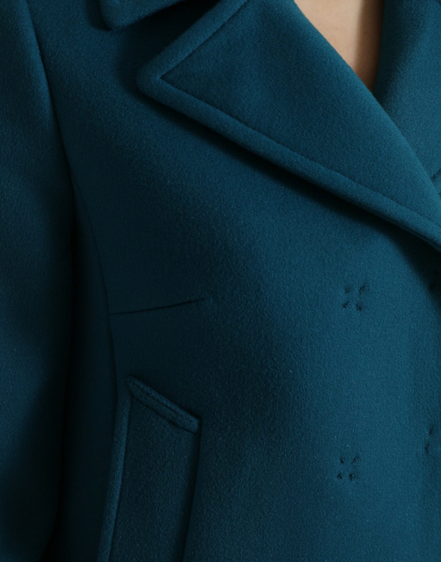 Dolce &amp; Gabbana Trench Blu in Lana e Cashmere Giacca Corta