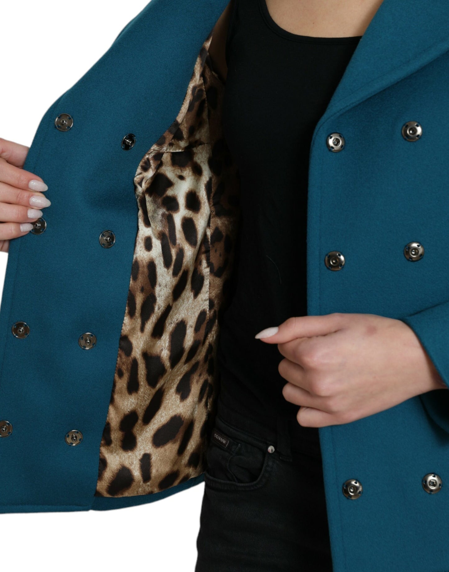 Dolce &amp; Gabbana Trench Blu in Lana e Cashmere Giacca Corta