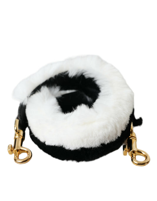 Dolce &amp; Gabbana Tracolla con accessorio in pelliccia di lapin bianco nero