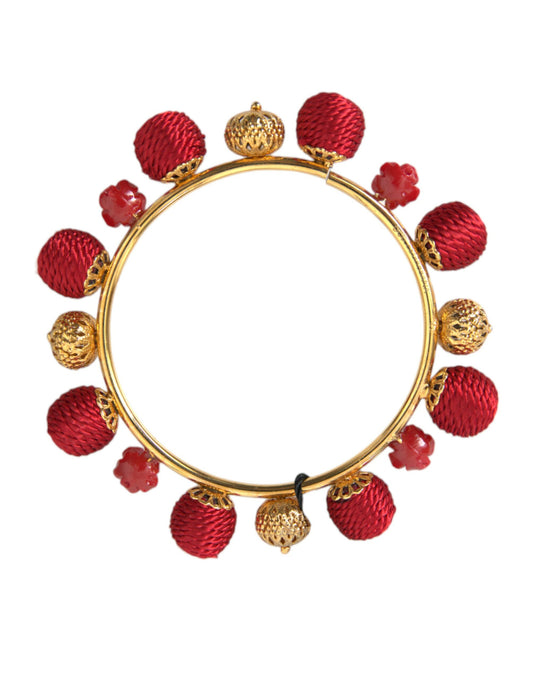 Браслет Dolce &amp; Gabbana Gold Brass Red RUNWAY Sicilia Natale Roses