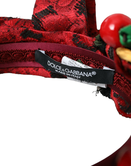 Dolce &amp; Gabbana Cerchietto per capelli da donna con decorazione siciliana rosso ciliegia