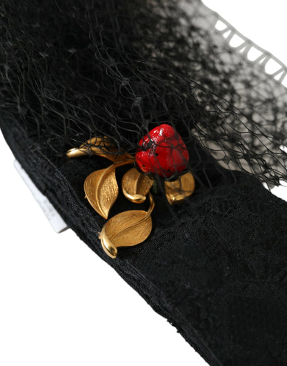 Dolce &amp; Gabbana Diadema per capelli in rete di cristalli di Sicilia nero fragola