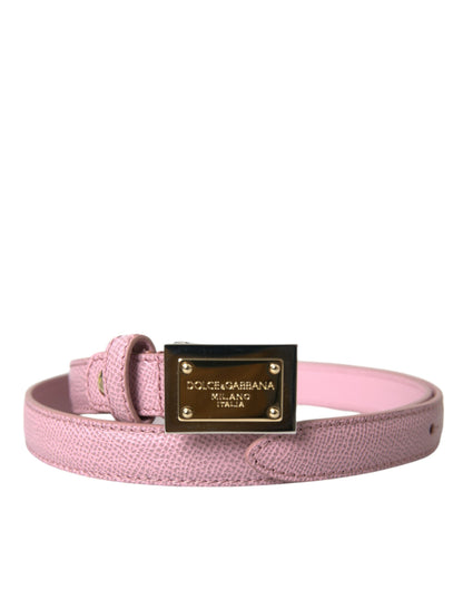 Cintura Dolce &amp; Gabbana in pelle rosa con fibbia quadrata in metallo dorato