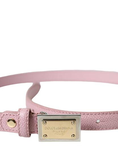 Cintura Dolce &amp; Gabbana in pelle rosa con fibbia quadrata in metallo dorato