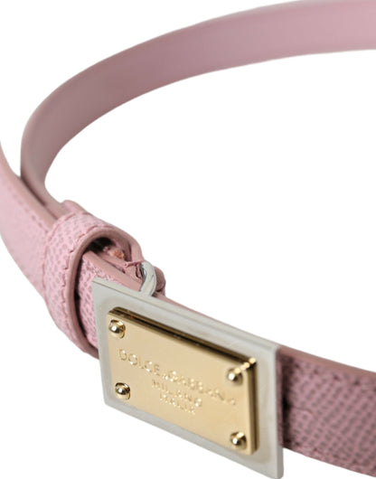 Cintura Dolce &amp; Gabbana in pelle rosa con fibbia quadrata in metallo dorato