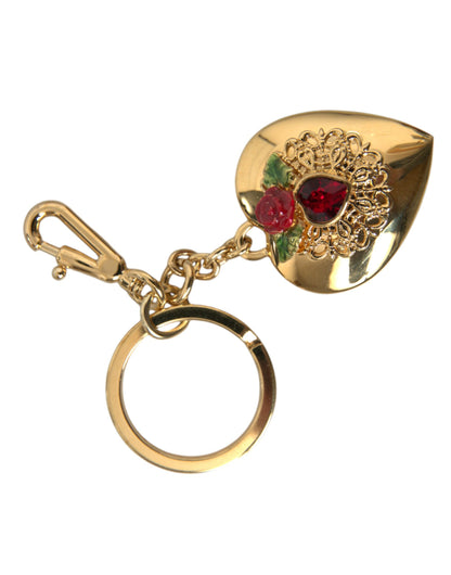 Dolce &amp; Gabbana Portachiavi con ciondolo floreale in ottone dorato metallizzato