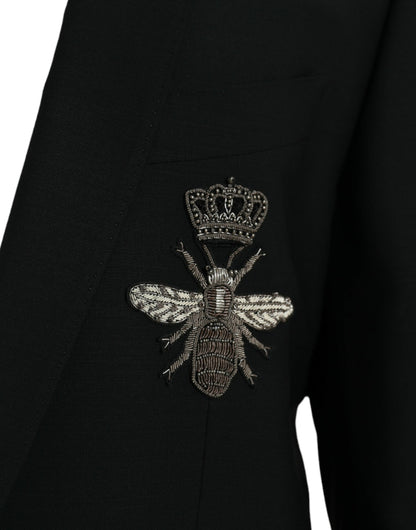 Черный однобортный пиджак Dolce &amp; Gabbana Crown Bee MARTINI