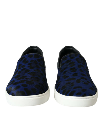 Dolce &amp; Gabbana Scarpe da ginnastica leopardate in pelle di vitello blu