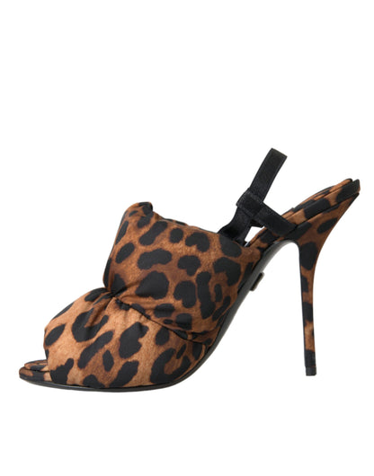 Dolce &amp; Gabbana Sandali con tacco slingback leopardati marroni