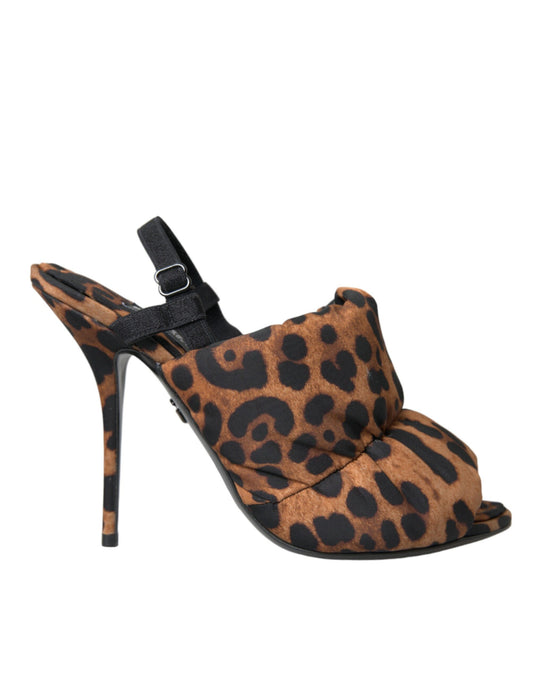 Dolce &amp; Gabbana Sandali con tacco slingback leopardati marroni