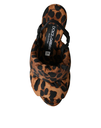 Dolce &amp; Gabbana Sandali con tacco slingback leopardati marroni