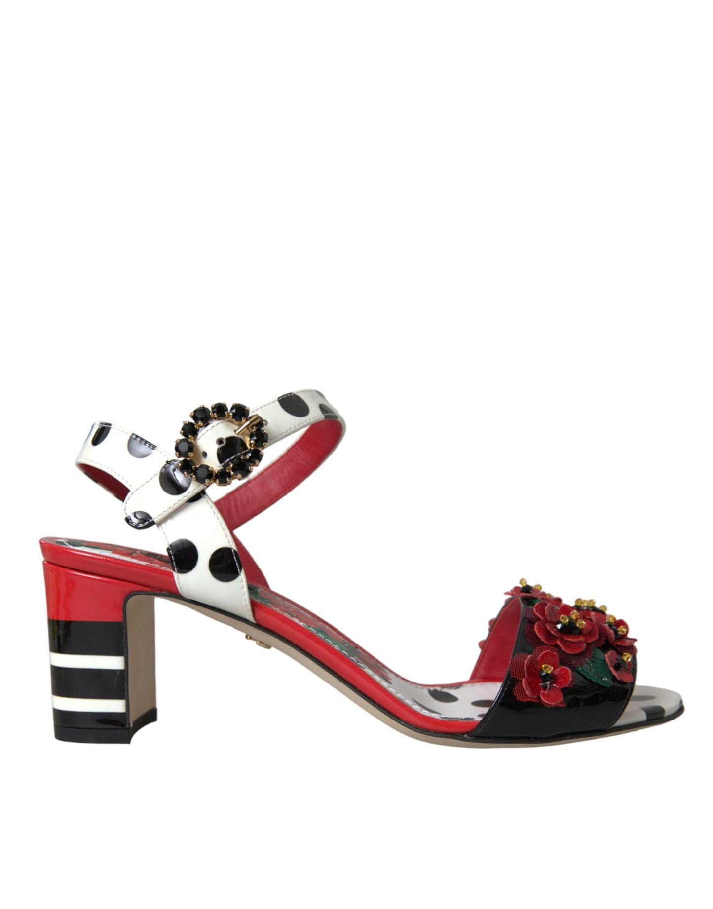 Dolce &amp; Gabbana Sandali in pelle con cristalli floreali multicolor