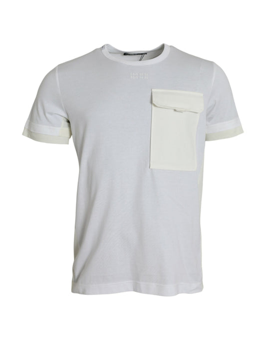 T-shirt a maniche corte con taschino in cotone bianco Dolce &amp; Gabbana