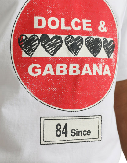 Белая хлопковая футболка с круглым вырезом и короткими рукавами Dolce &amp; Gabbana Amor Heart