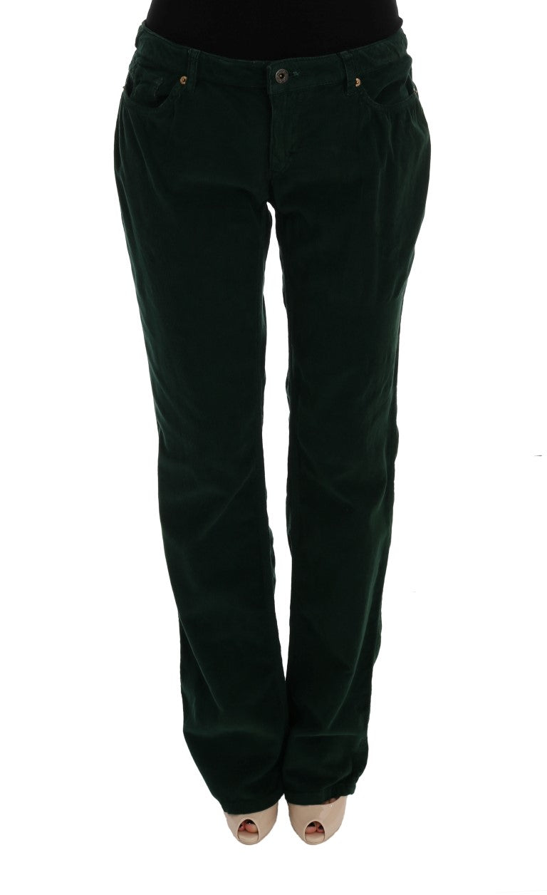 Pantaloni eleganti in misto cotone verde Dolce &amp; Gabbana