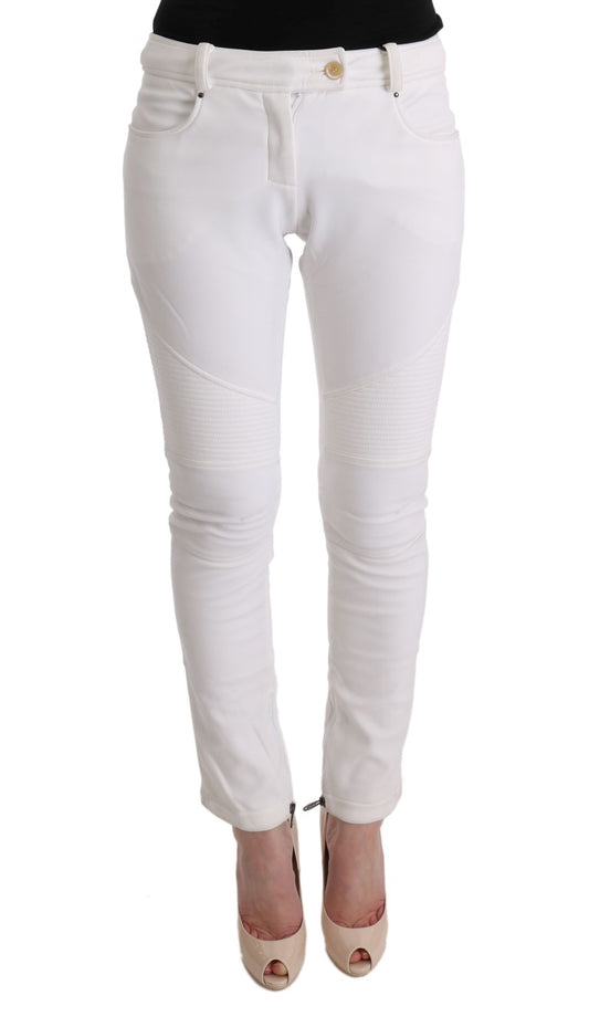 Ermanno Scervino Pantalone Chic Bianco Slim Fit in Cotone