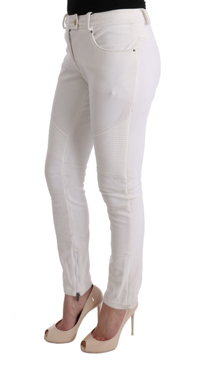 Ermanno Scervino Pantalone Chic Bianco Slim Fit in Cotone