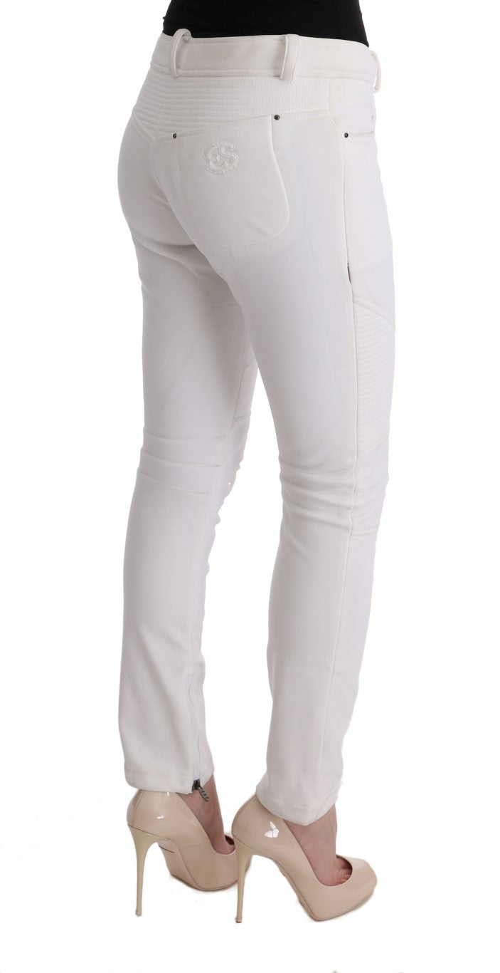 Ermanno Scervino Pantalone Chic Bianco Slim Fit in Cotone