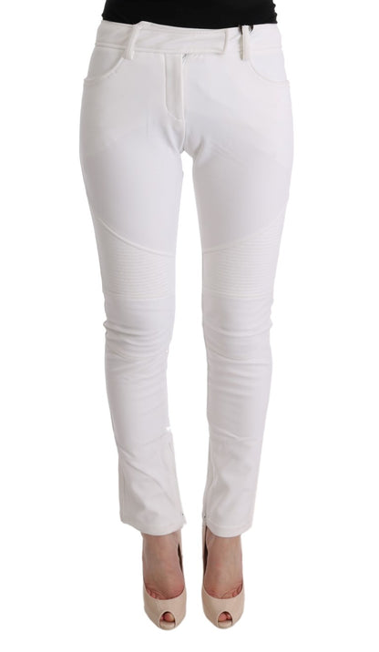 Ermanno Scervino Pantalone Chic Bianco Slim Fit in Cotone