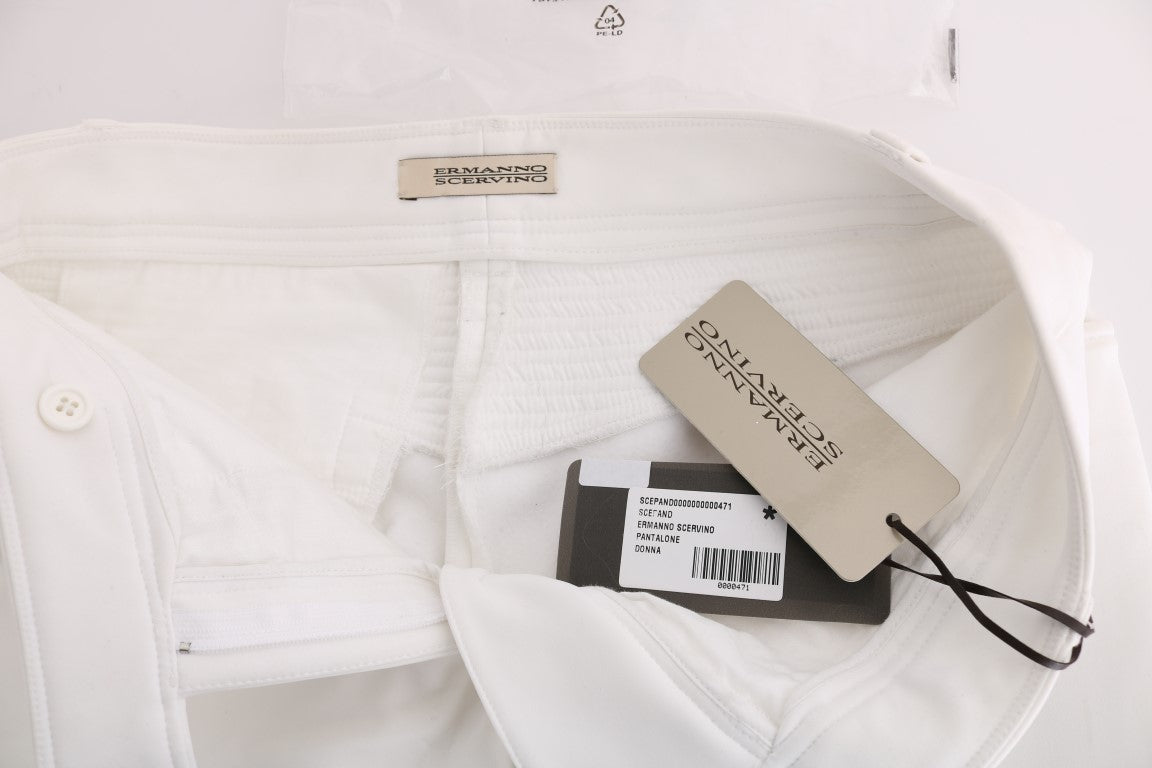 Ermanno Scervino Pantalone Chic Bianco Slim Fit in Cotone