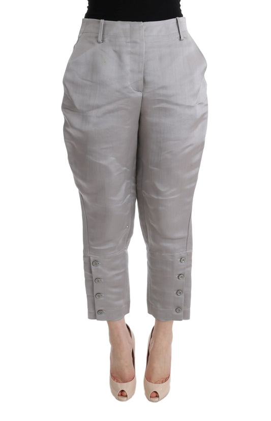 Ermanno Scervino Pantalone Chic Cropped In Seta Grigio