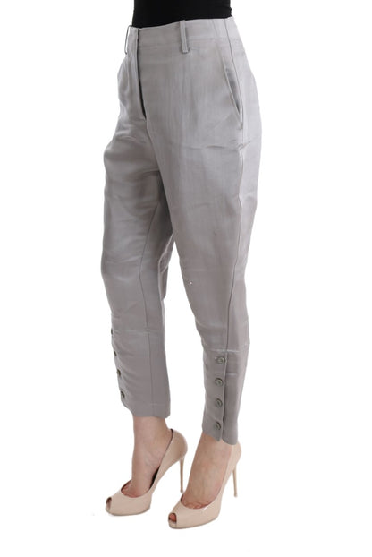 Ermanno Scervino Pantalone Chic Cropped In Seta Grigio