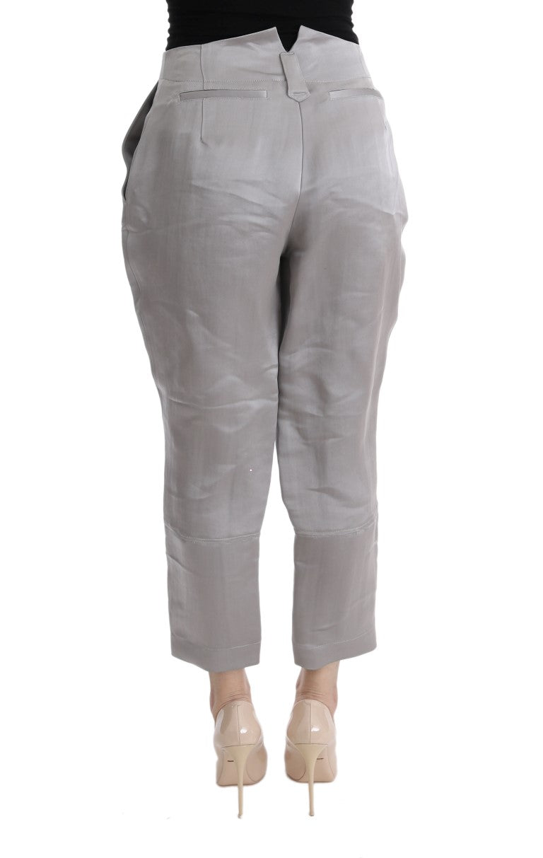 Ermanno Scervino Pantalone Chic Cropped In Seta Grigio