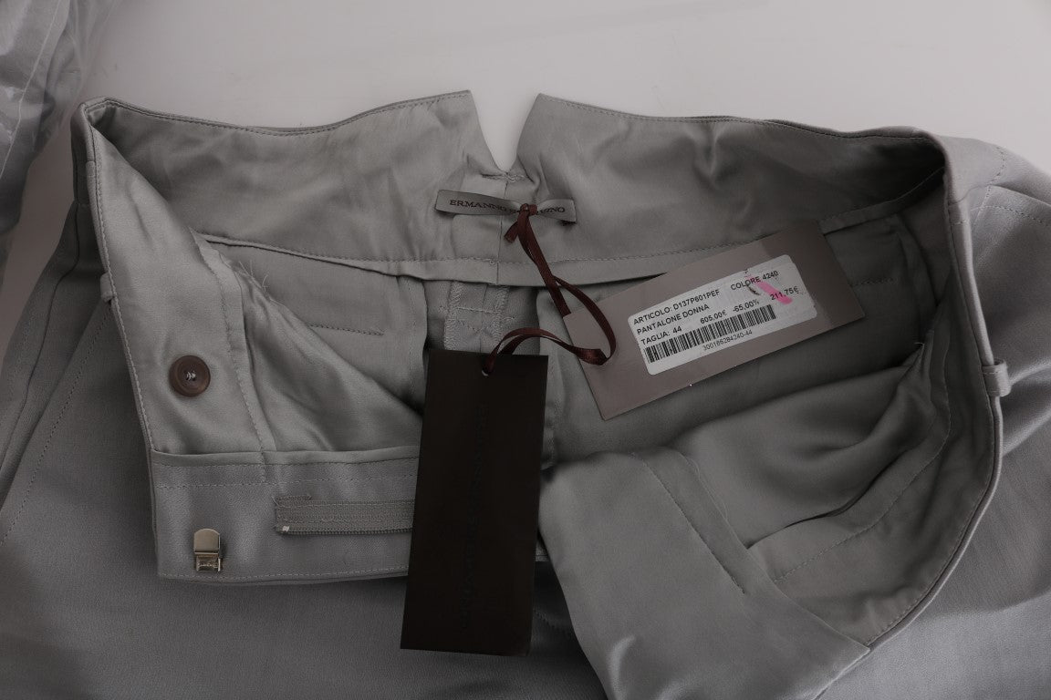 Ermanno Scervino Pantalone Chic Cropped In Seta Grigio