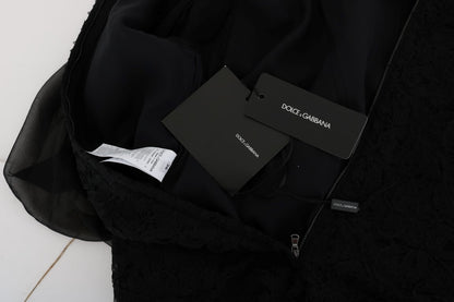 Dolce &amp; Gabbana elegante abito a trapezio con applicazioni in pizzo nero a cuore