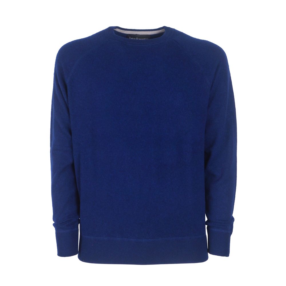 Emilio Romanelli Blue Cashmere Men Sweater