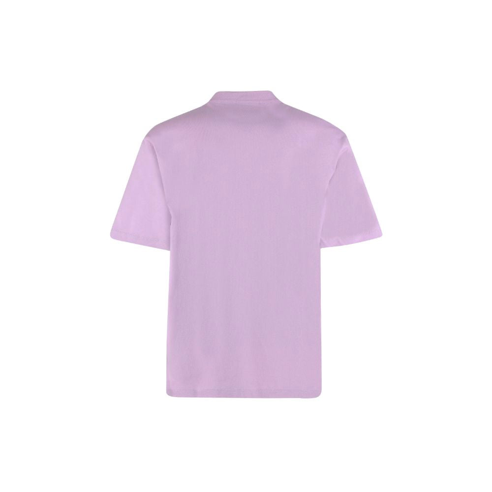 T-shirt con logo viola chic dell'industria farmaceutica per i trend setter