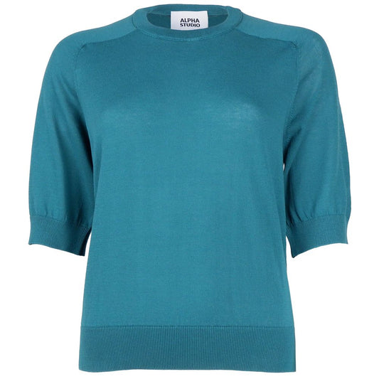 Maglione in cotone verde Alpha Studio
