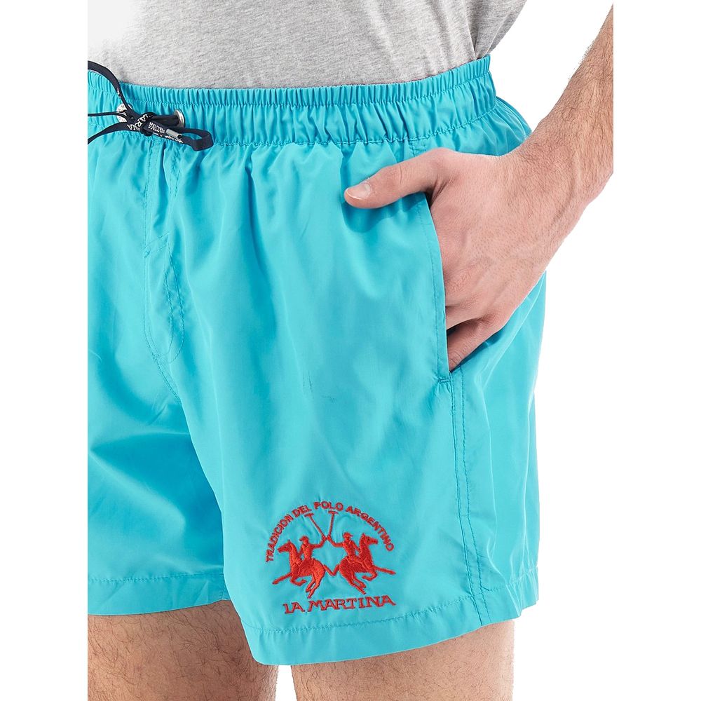 La Martina Light Blue Polyester Men's Swim Trunk