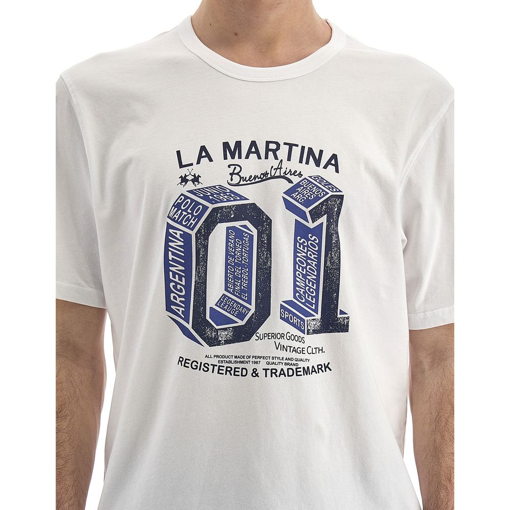 T-shirt in cotone bianco Equestrian Chic La Martina