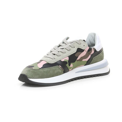 Sneaker Philippe Model Chic Army in tessuto con finiture in pelle scamosciata