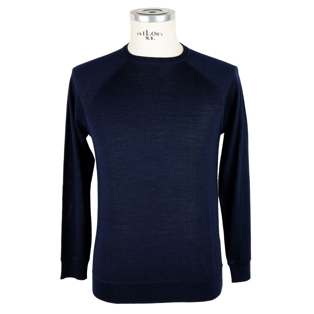 Emilio Romanelli Elegant Blue Cashmere Blend Crewneck Sweater