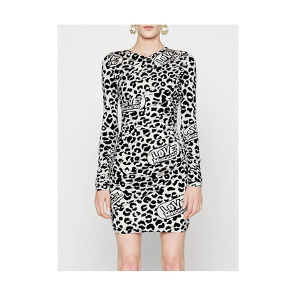 Love Moschino Chic Abito con volant con scollo a V leopardato rosso