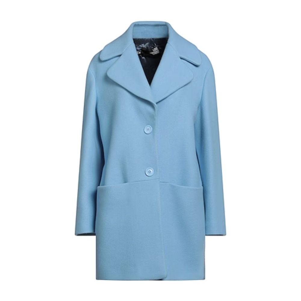 Cappotto Love Moschino Elegante In Lana Azzurro