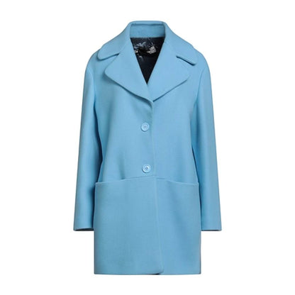 Cappotto Love Moschino Elegante In Lana Azzurro